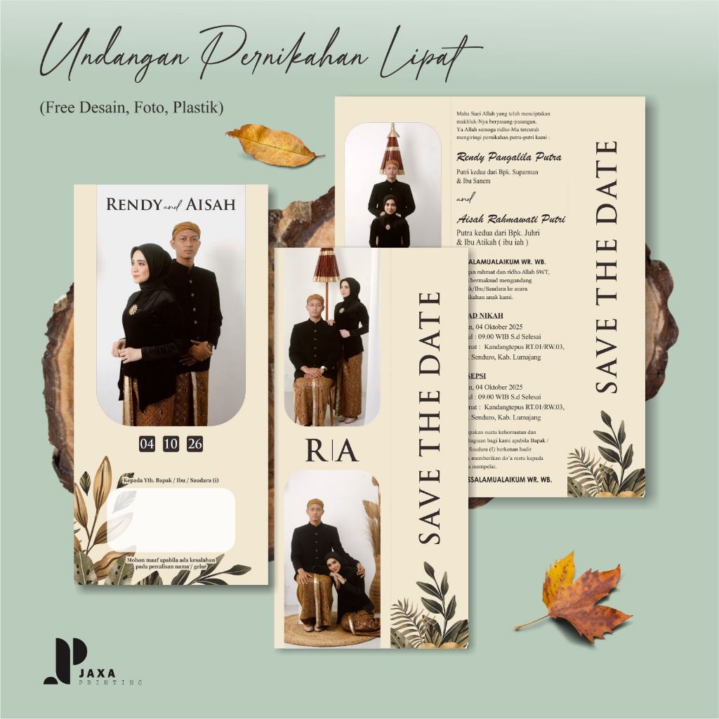UNDANGAN PERNIKAHAN LIPAT E - UNDANGAN PERNIKAHAN UNIK - UNDANGAN TERMURAH (FREE DESAIN, FOTO, DAN B