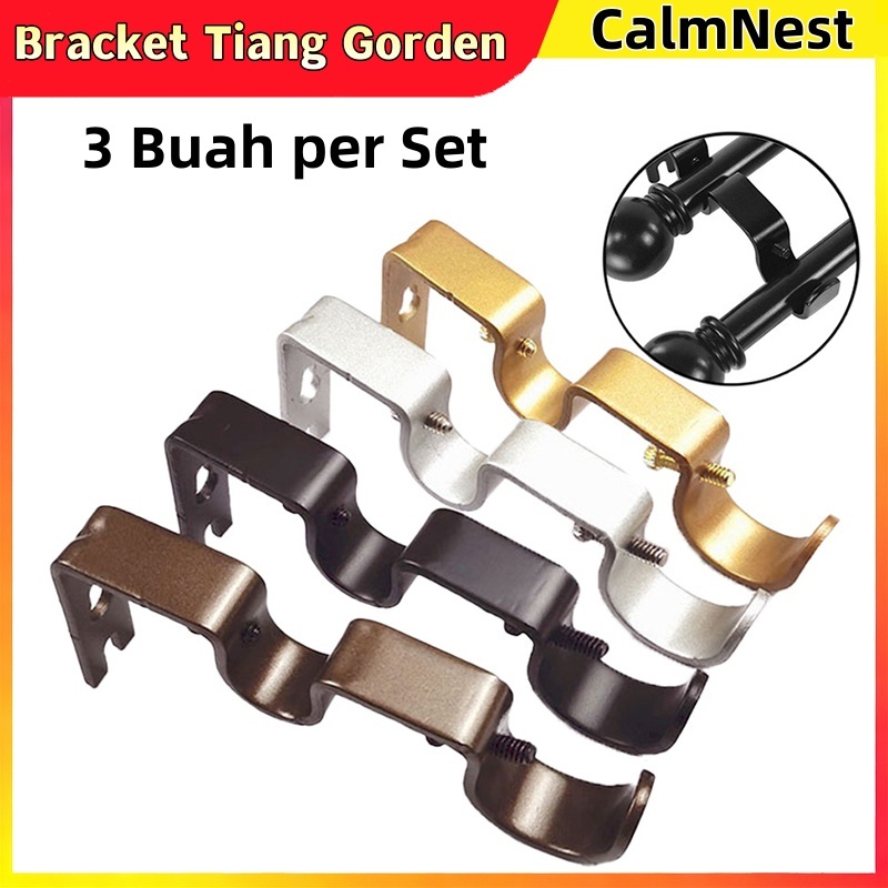 3PCS Bracket Kaki Penyangga Tiang Gorden - Bracket Tiang Gorden, Kaki Penyangga Tiang Gorden, Bracke