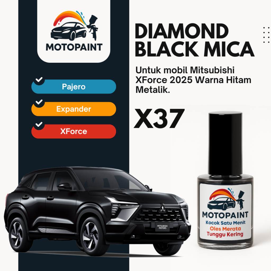 Cat Oles Mobil – Cat Baret Mobil – Touch Up Paint Diamond Black Mica X37 Atau Jet Black Mica Mitsubi