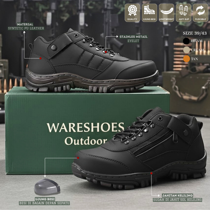 Sepatu Safety Pria Wanita Boots Original Ujung Besi Proyek Septy Septi Safety Shoes Proyek Lapangan