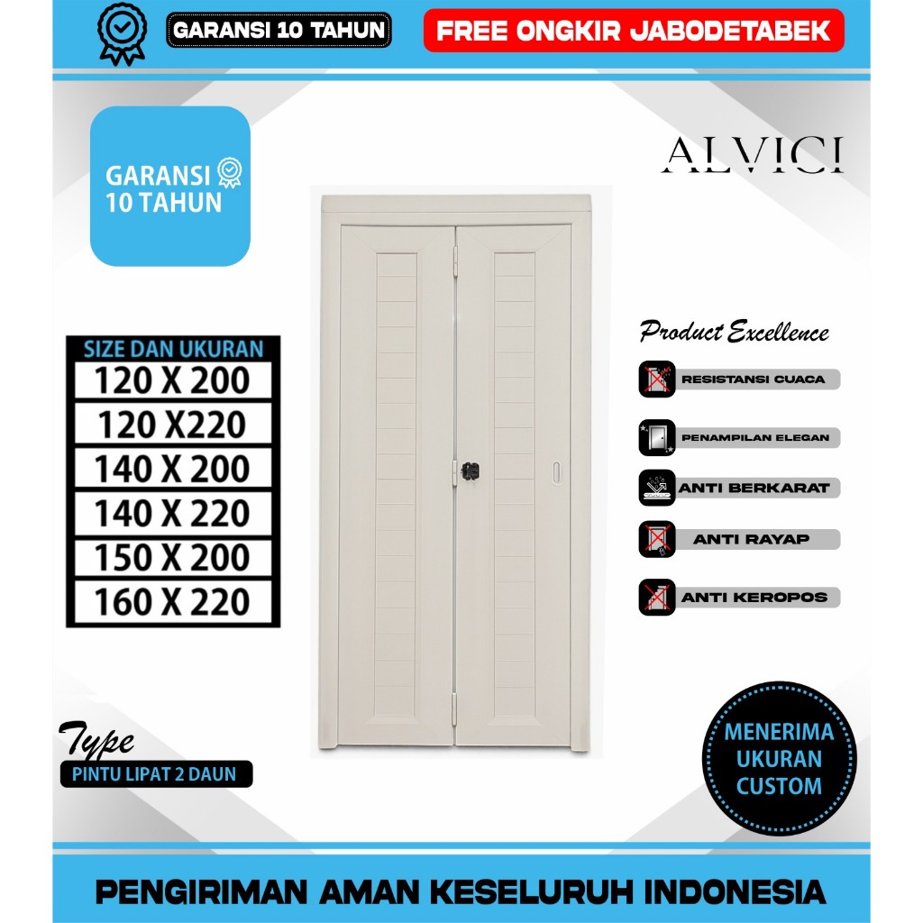 Pintu Lipat Kamar Mandi UPVC Ekonomis Pintu Rumah Modern Minimalis ALVICI