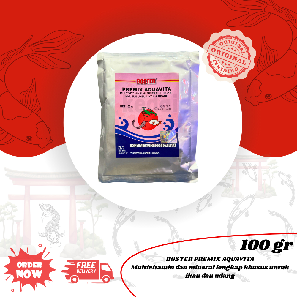 BOSTER PREMIX AQUAVITA 100 gram , premix aquavita multivitamin BOSTER