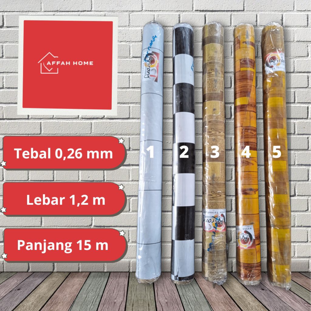 karpet lantai vinyl beragam motif untuk alas ruang tamu - tikar lantai plastik per roll atau meteran