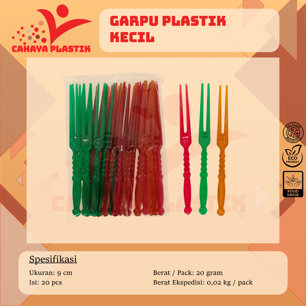 Garpu Plastik Kecil 9cm Tusukan Buah Puding Isi 20pcs