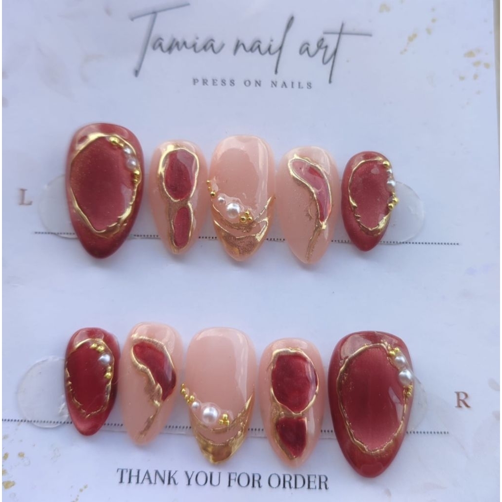 Nail art press on nail murah medan merah+nail wedding+graduation