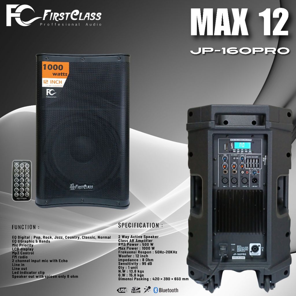 Professional Active Speaker Firstclass Max 12 | Speaker Aktif Speaker Aktif 12 Inch Speaker Aktif Fi