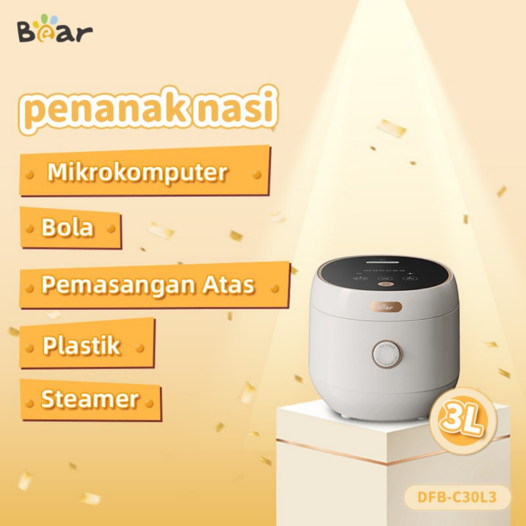 Bear Electric  Rice Cooker 3L Penanak Nasi Multifungsi Pot Keramik Premium- Panci Keramik Pottery Cr