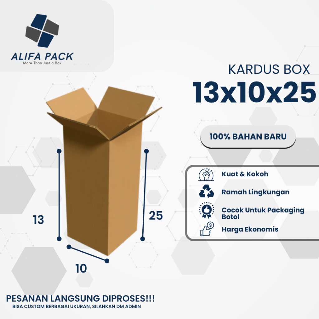 Kardus Box 13x10x25/Kardus Packing 13x10x25/Kardus Baru single wall ukuran 13x10x25