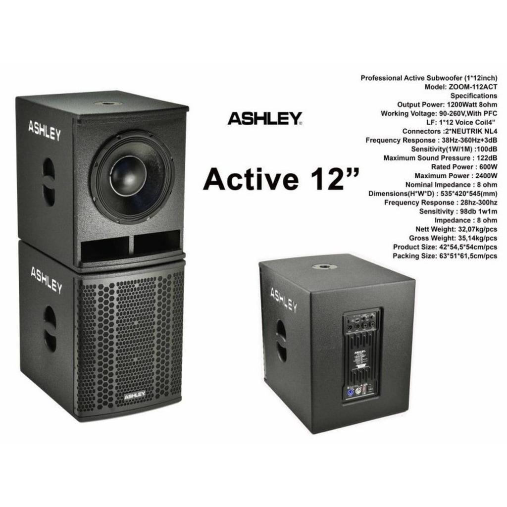 ZOOM112ACT SUBWOOFER AKTIF 12 INCH ASHLEY ORIGINAL / SUBWOOFER AKTIF 12 INCH / ZOOM 112 ACT ASHLEY