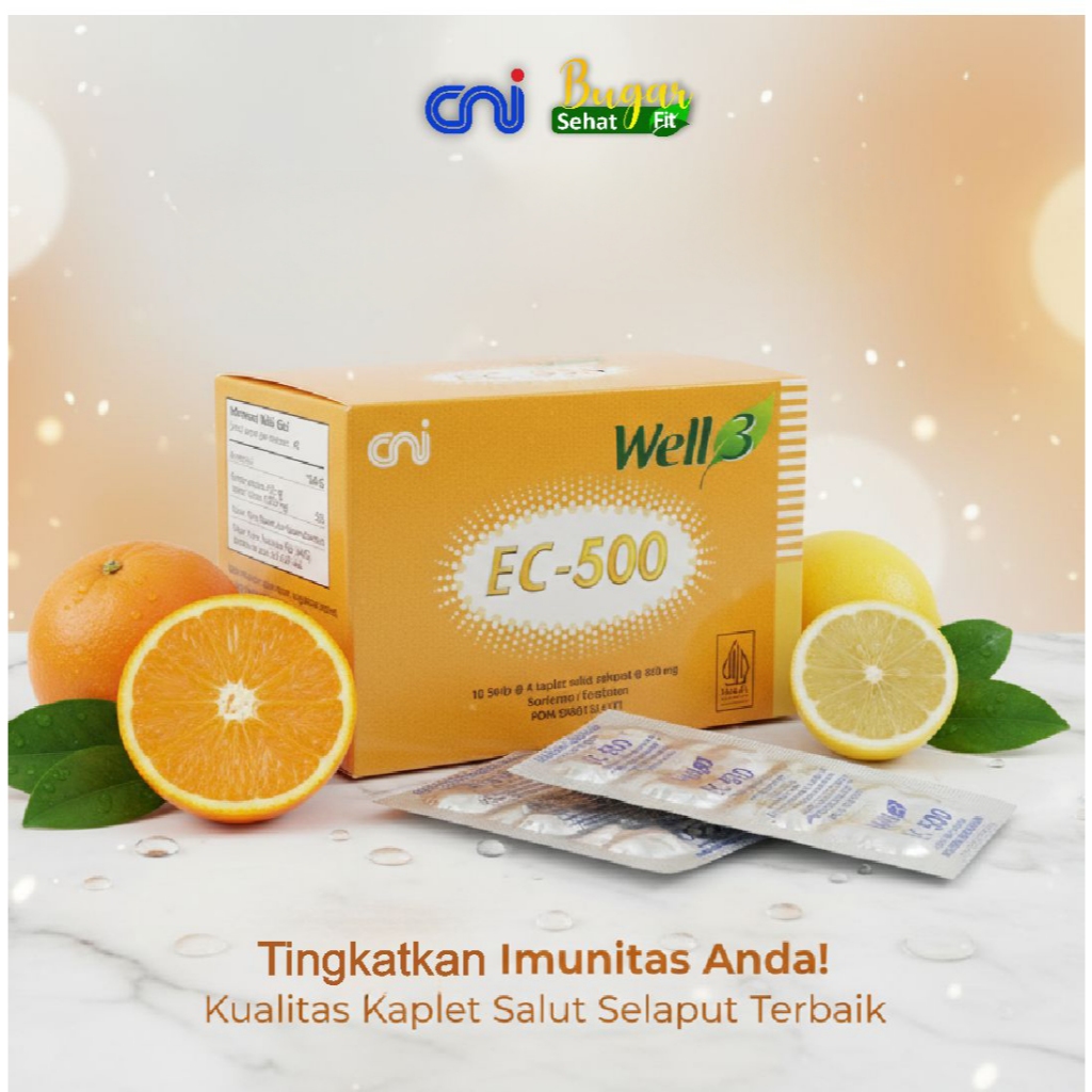 CNI EC-500 kemasan baru Ester-C Plus | Jual per Strip | Suplemen Vitamin C Ph Netral Aman Bagi Lambu