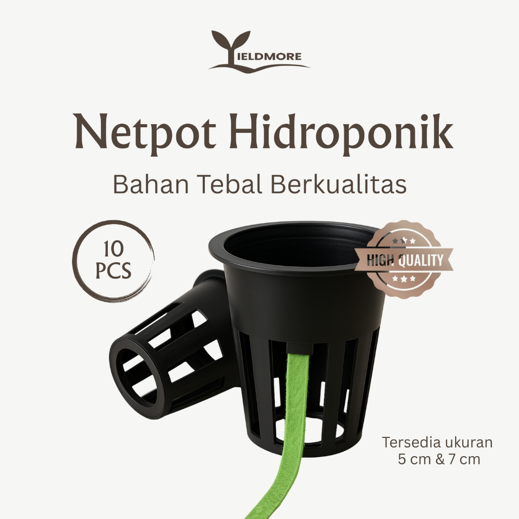 YIELDMORE - Netpot 5 cm & 7 cm isi 10 pcs, Netpot Hidroponik Plastik Tebal Berkualitas
