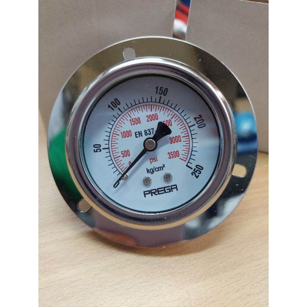 Pressure gauge 250 kg bar 3500 psi manometer center back payung 2,5 inch bisa isi glycerine gliserin