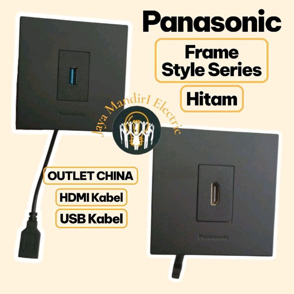 SAKLAR OUTLET HDMI USB DATA KABEL PANASONIC STYLE SERIES HITAM / OUTLET MODUL PORT PANASONIC HDMI US
