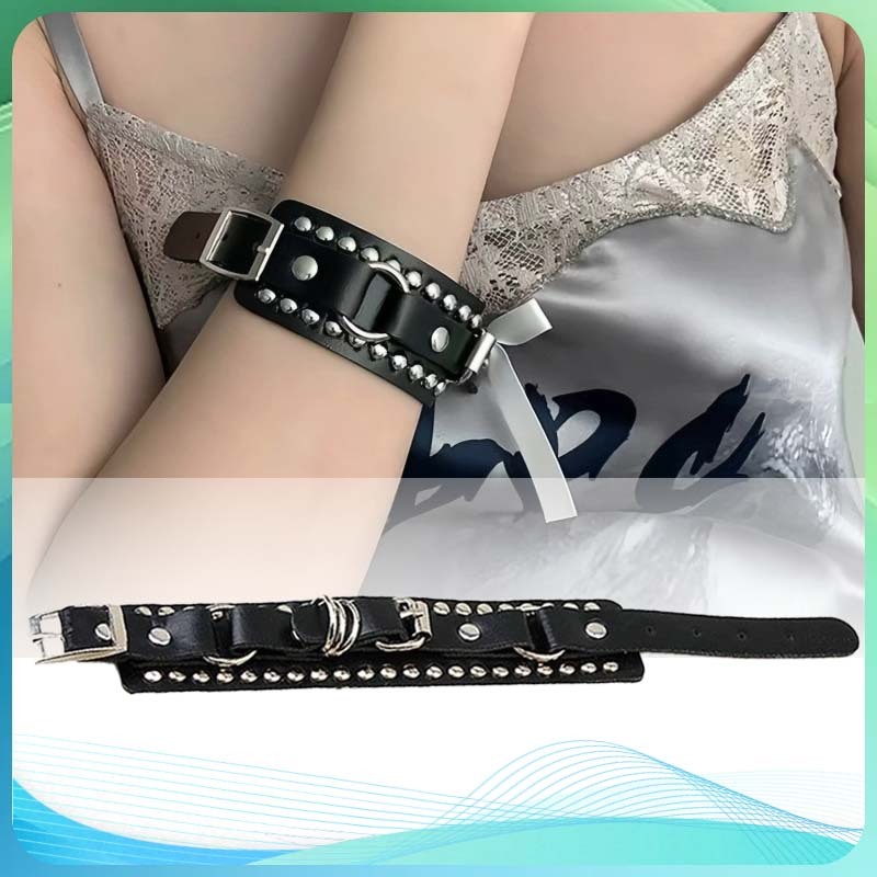 Gelang Punk Aksesoris Rock Metal Gothic Gelang Tangan Kulit Fashion Bracelet