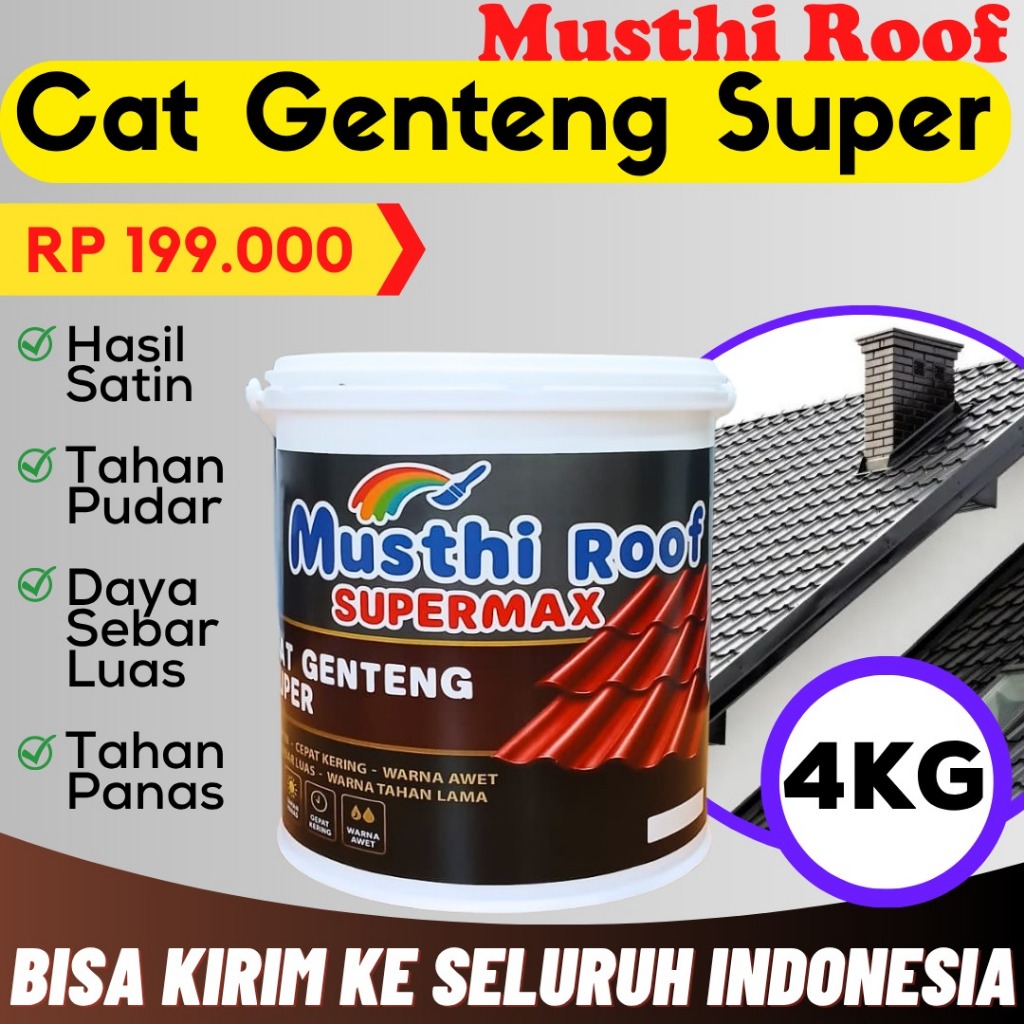 Cat Genteng Musthi Roof 4 Kg Cat Atap Mengkilap Anti Rembes