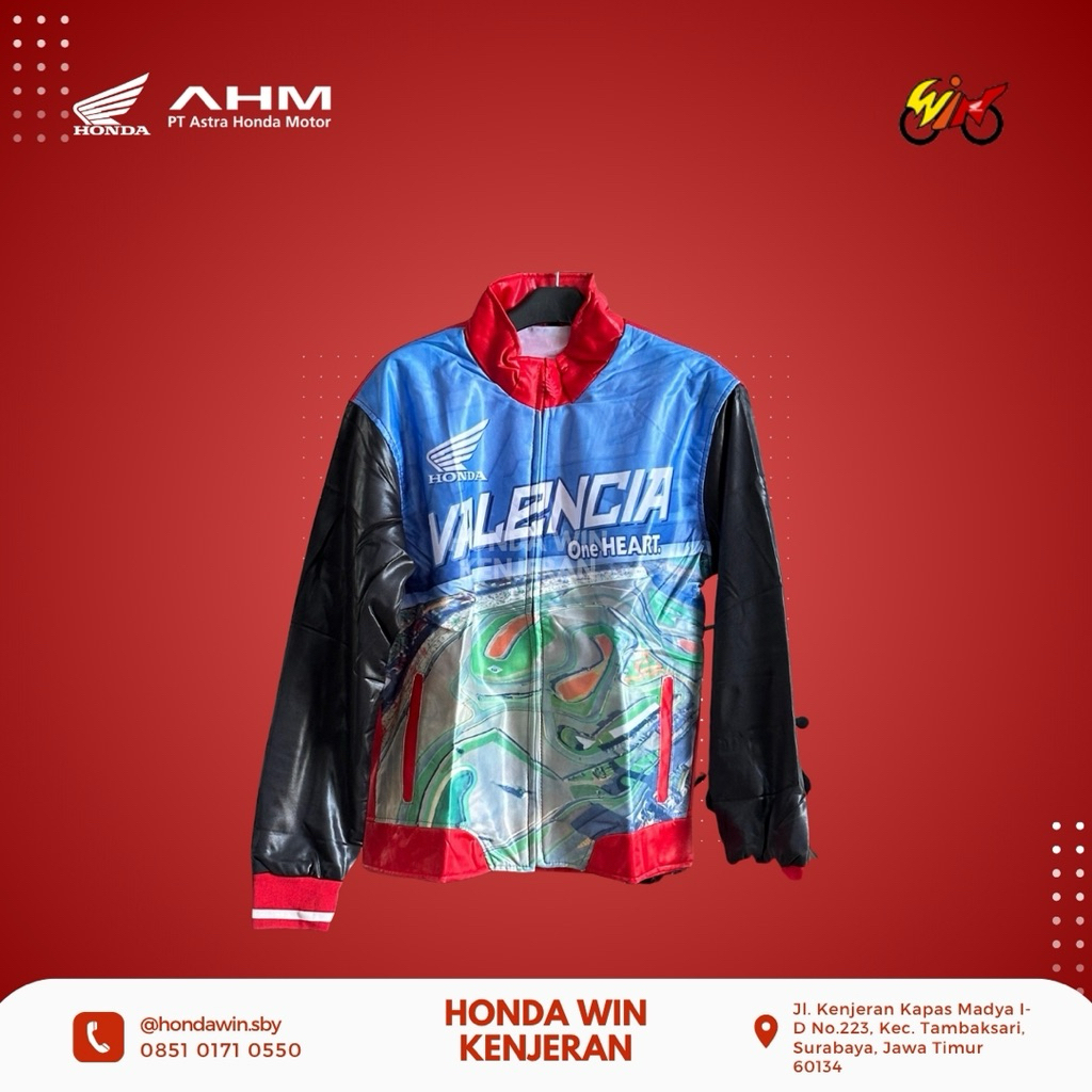Jaket Sepeda Motor Valencia Motogp Honda ASLI One Heart merah biru