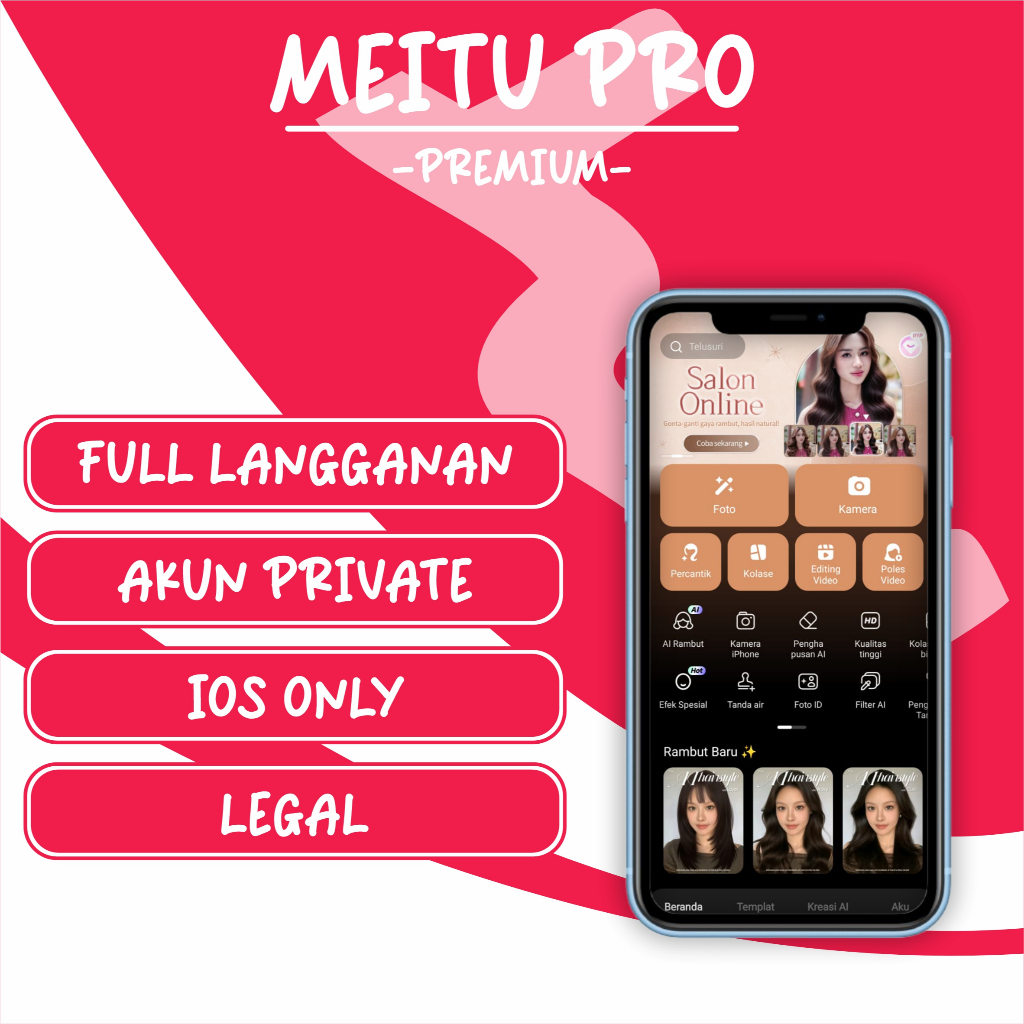 MEITU PREM FULL GARANSI BULANAN | IOS DAN ANDROID | TERMURAH | BERGARANSI | PREMIUM