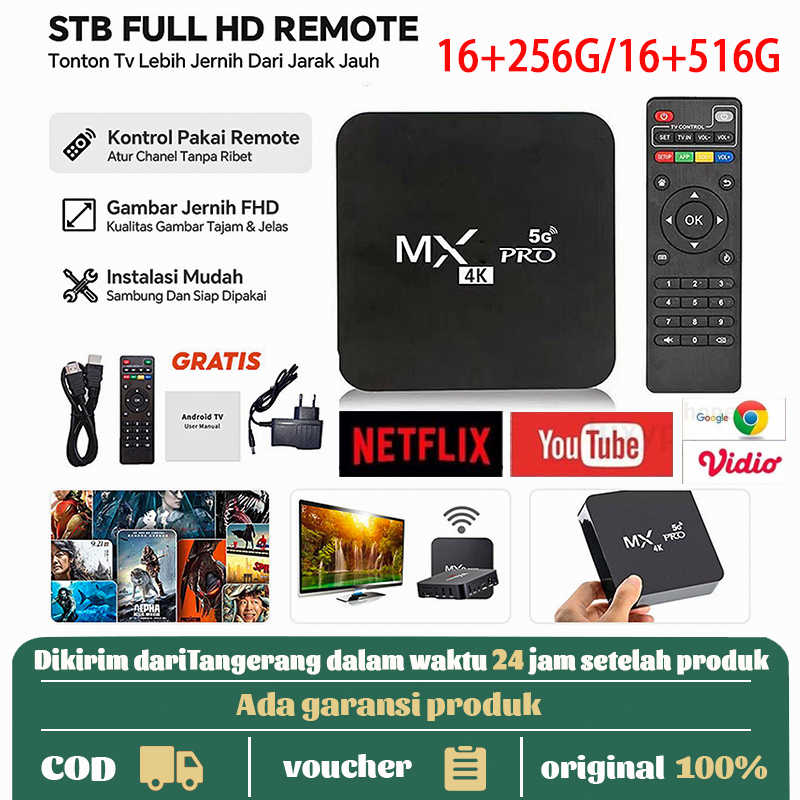 [LAPAKJAYA] MX PRO Smart TV Box Android 4K Ultra HD 2.4GHz/5G WiFi - Set Top Box TV Digital - Smart 