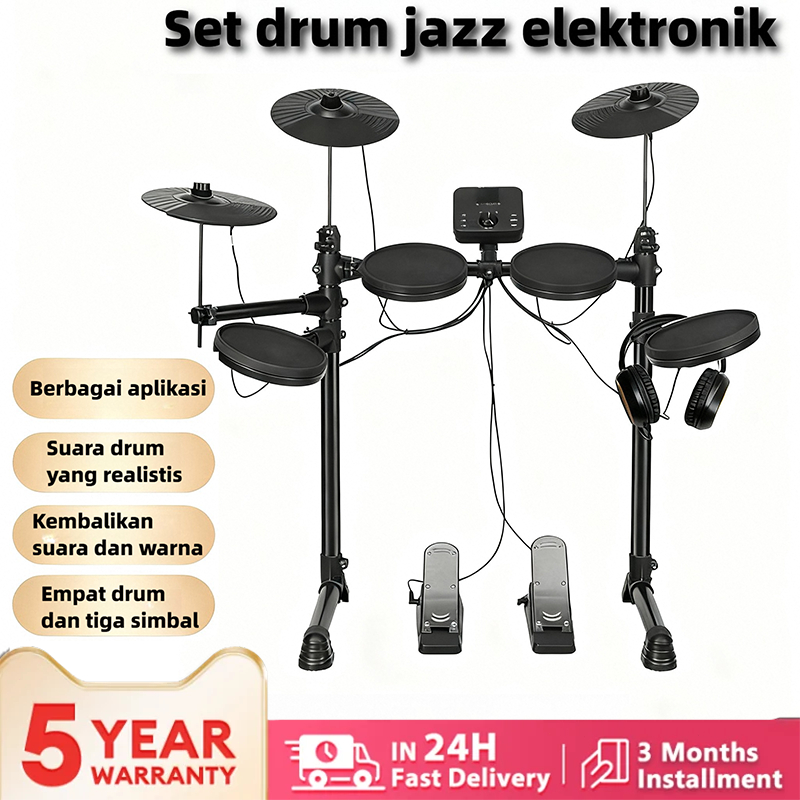 Digital Electronic Drum Set 5 Piece With Kick Pedal Package Mesh Black Electronic drum electric drum