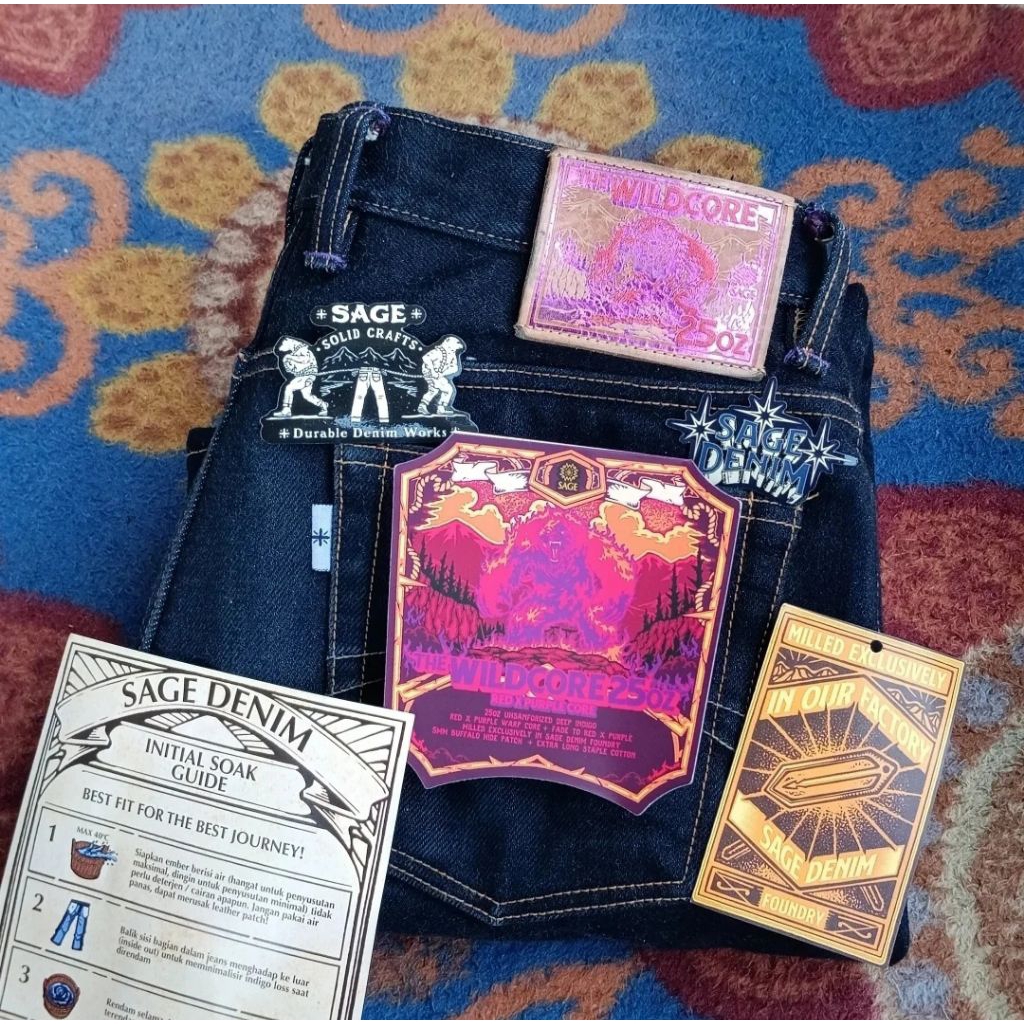 Sage Denim Wildcore 25oz Indigo Red x Purple Core Size 33 Slim Fit
