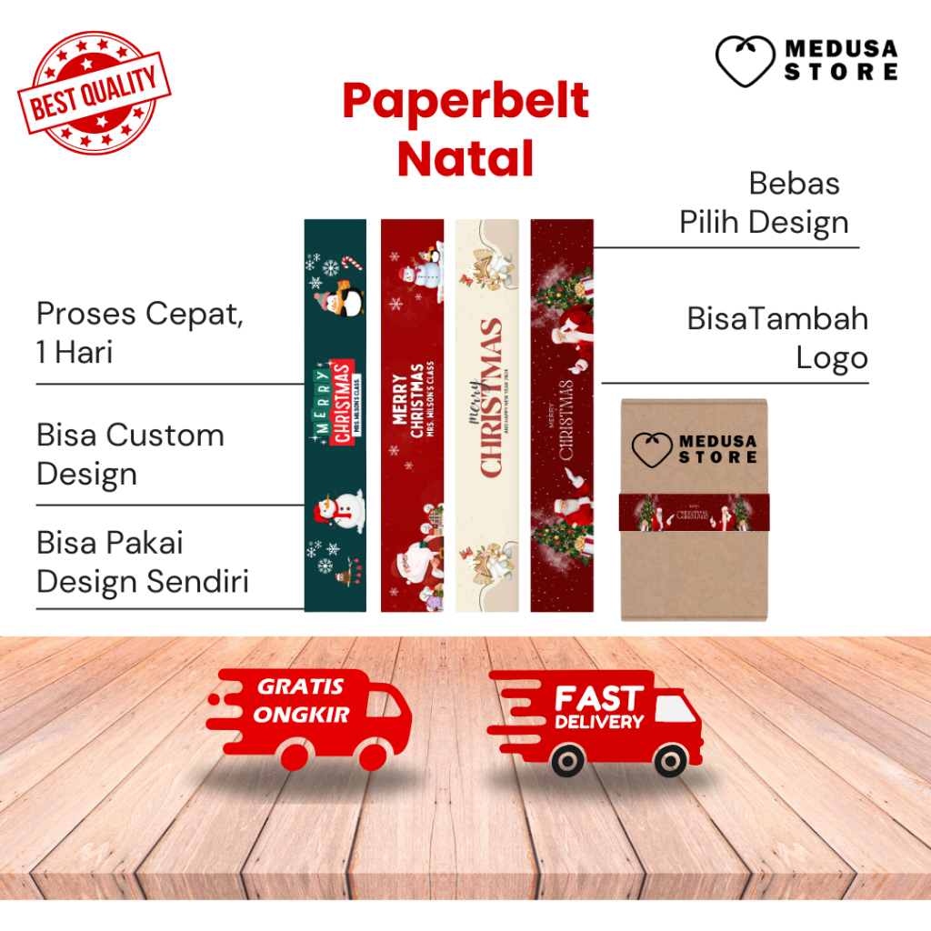 Paper Belt Hampers Natal | Paper Sleeve Box Kue Christmas | PaperBelt Christmas Gift
