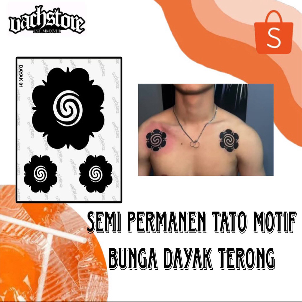 Dayak Bunga Terong Tato Temporer Semi Permanen  Temporary Tatto