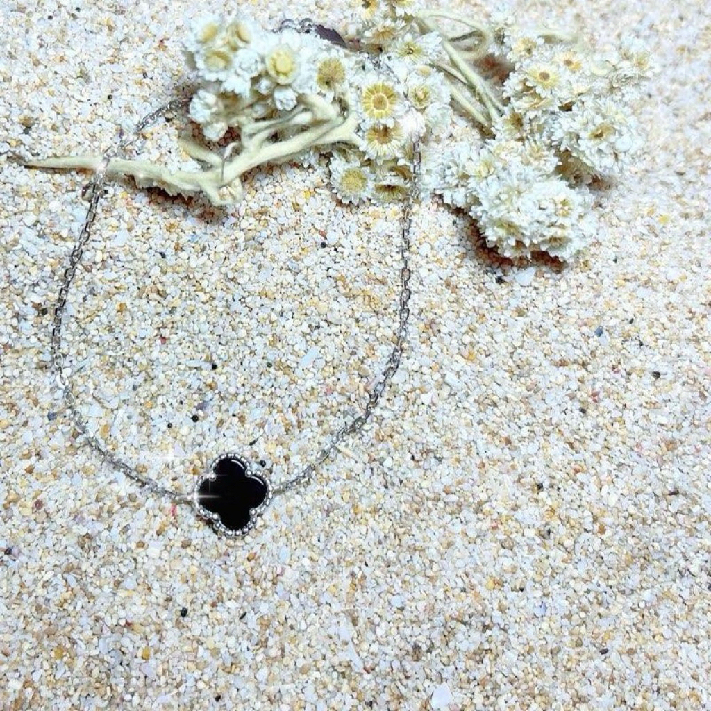 Gelang Rantai Kembang Hitam & Kombinasi  Bolak Balik - Lapis Emas 18K - Asli Perak 925 - Gelang Fash