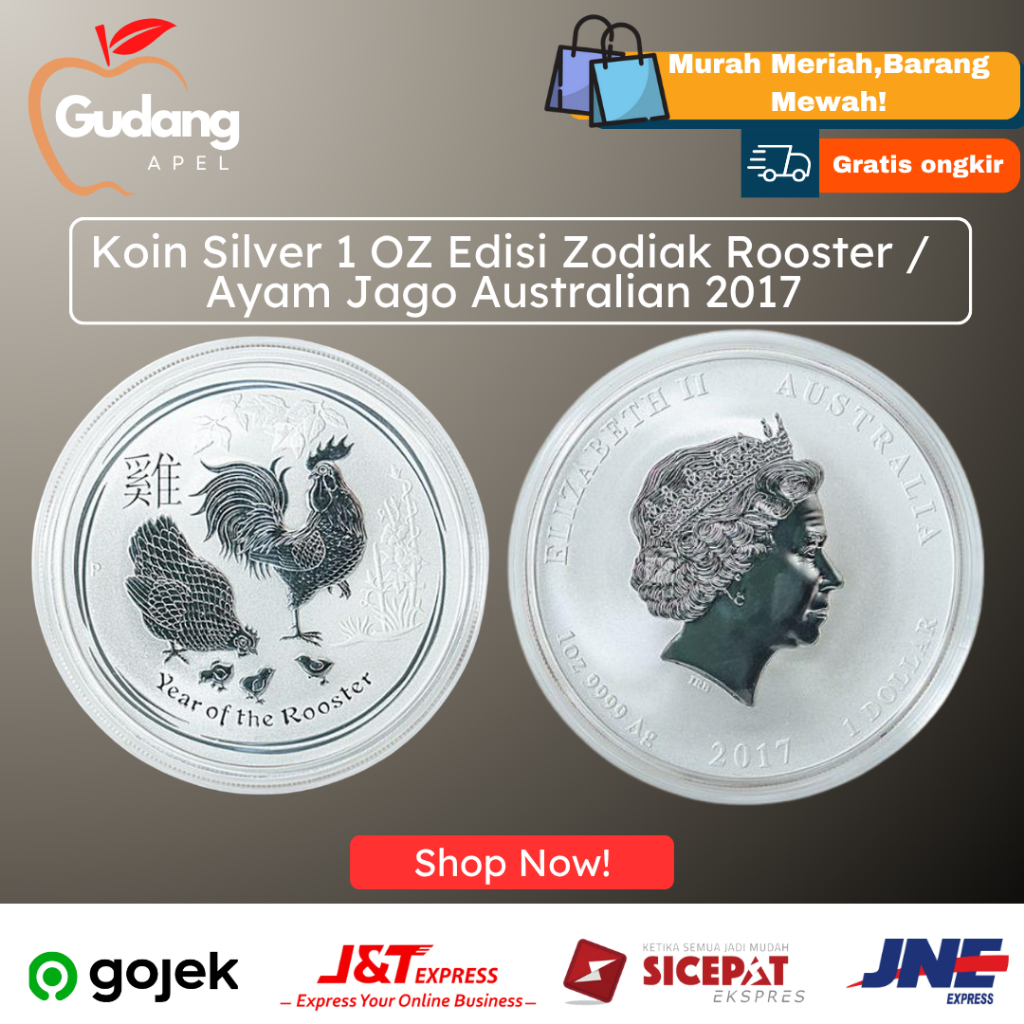 KOIN SILVER ASLI AUSTRALIAN 1 OZ EDISI ZODIAK ROOSTER / AYAM JAGO SILVER