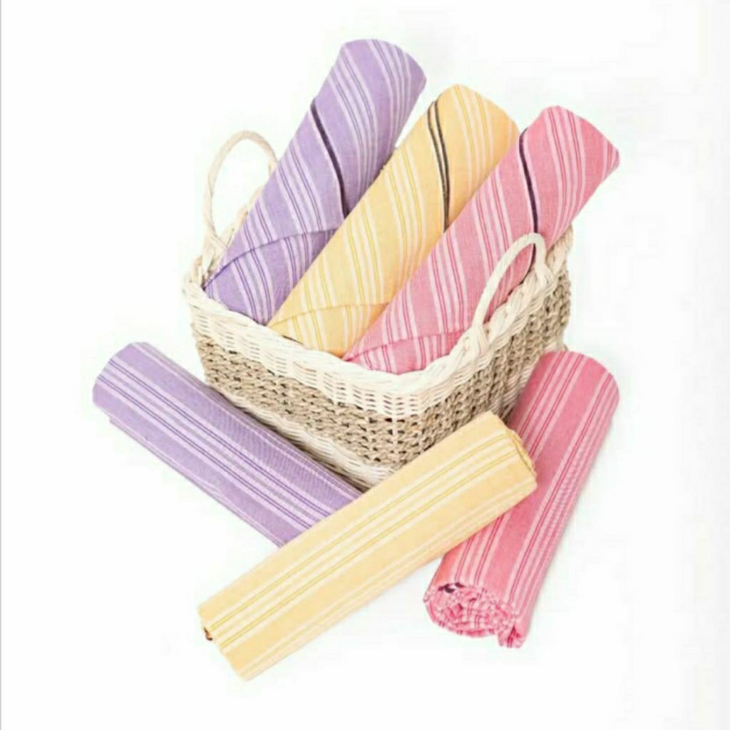 Kain Lurik Warna Cerah Soft Pink Ungu Kuning / Kain Asli Tenun Lurik Cerah Series