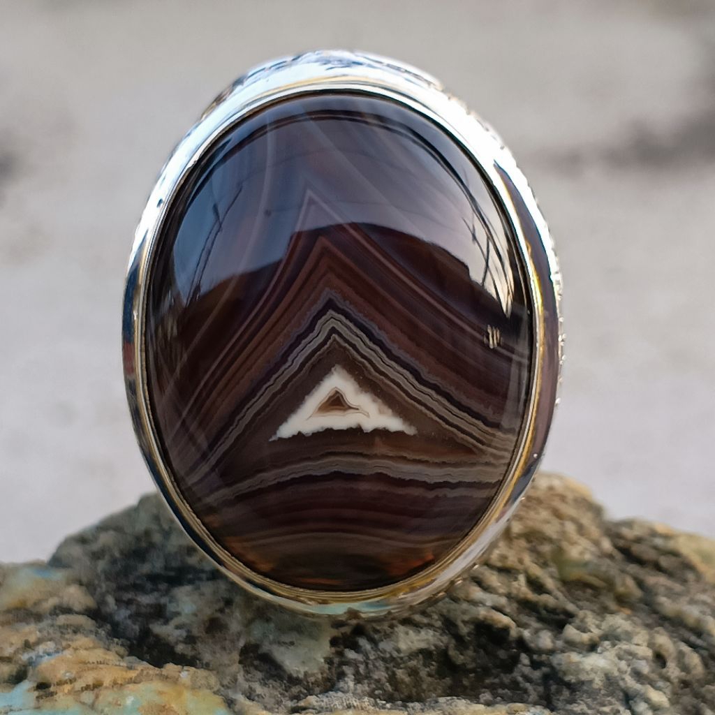 batu yahman junder unik antik ring perak tebal