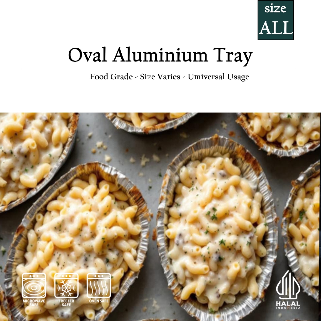 [Premium] Aluminium Tray Oval - Tray Alumunium Lonjong Besar Kecil - Wadah Makanan Aluminium - Food 