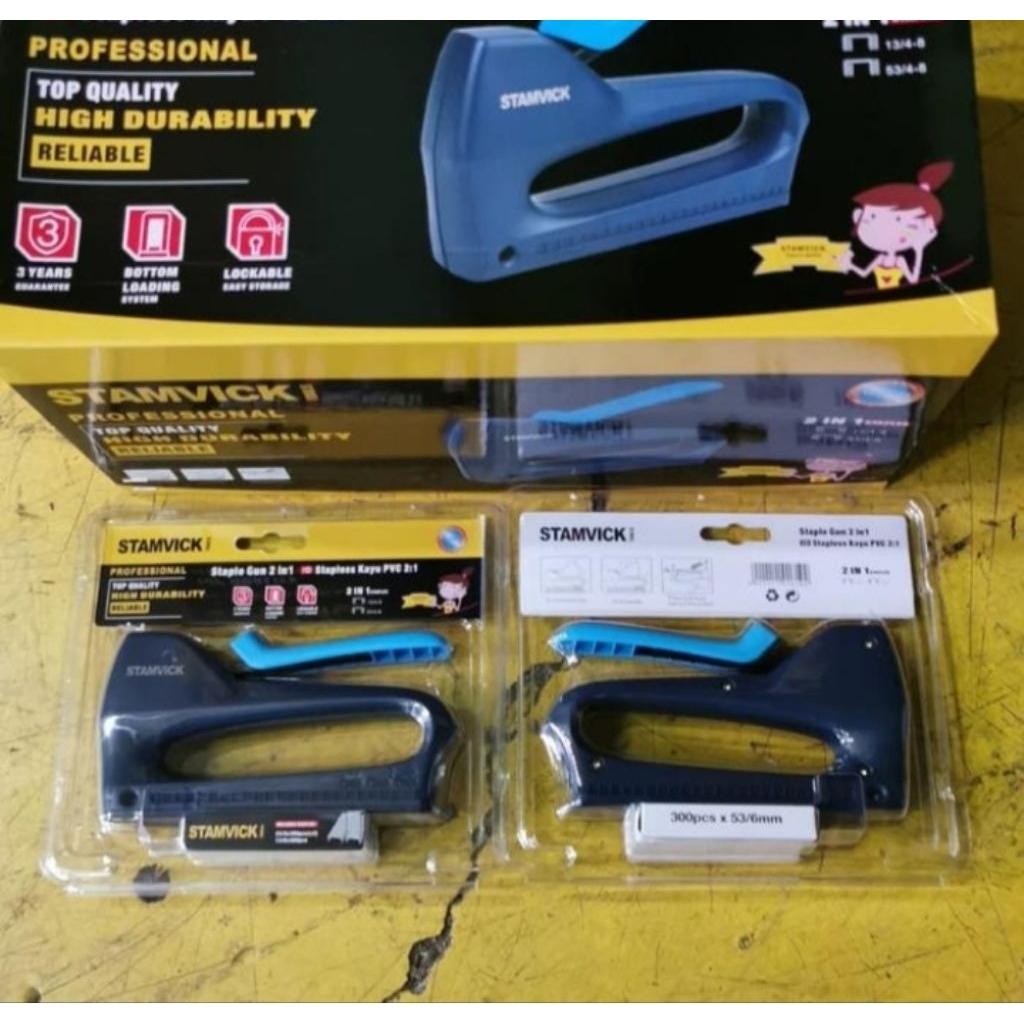 Staples Tembak NEW STAMVICK/ Staples Gun Kayu Tacket NEW STAMVICK / Staples Tembak Jok Kayu PVC 2 in