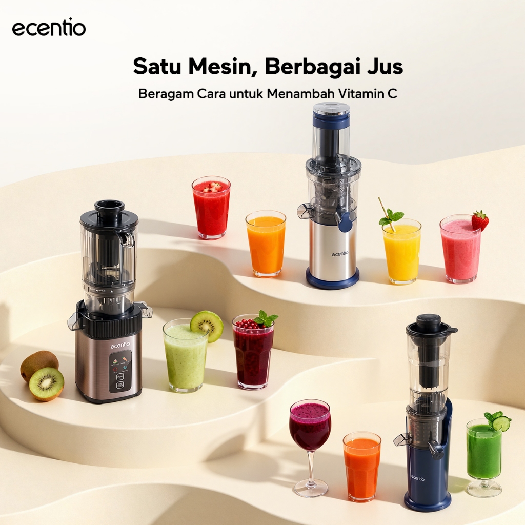 ecentio slow juicer portable 82mm caliber multifungsi blender tanpa ampas bear 550ML+600ML 150W blen