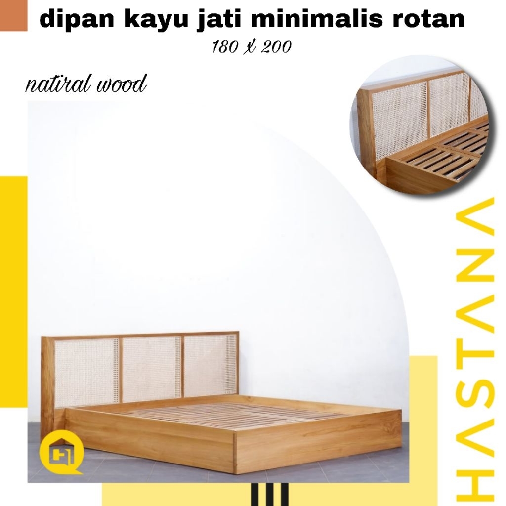 dipan 180 x 200 dipan kayu jati mix rotan dipan rattan dipan minimalis