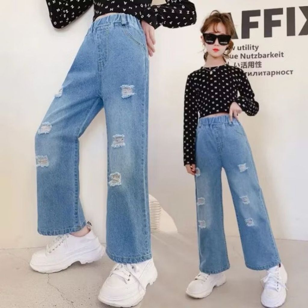 VANI SOBEK ~ Celana Jeans Anak Perempuan Sobek Kekinian | Kulot Jeans Anak Model Terbaru