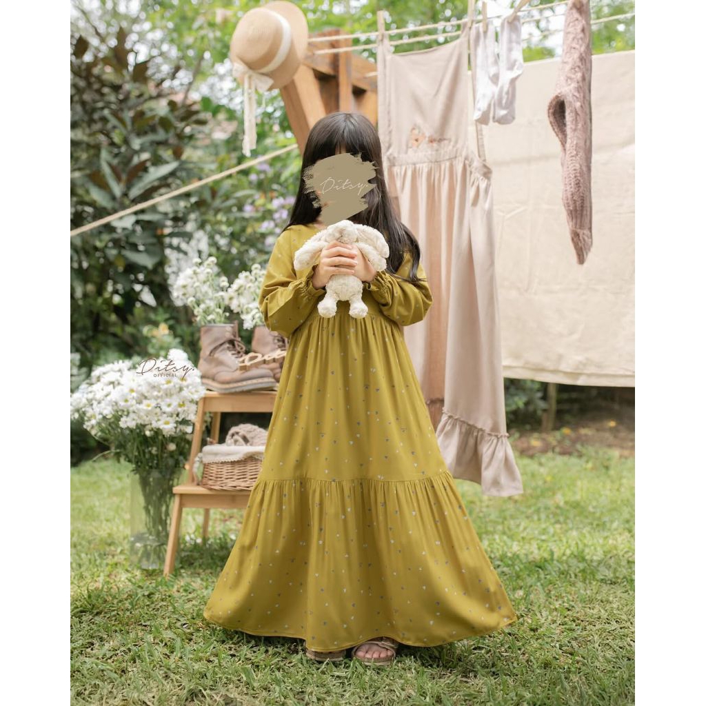 ditsy baju anak litle chava citrine yellow size 2 dan size 5