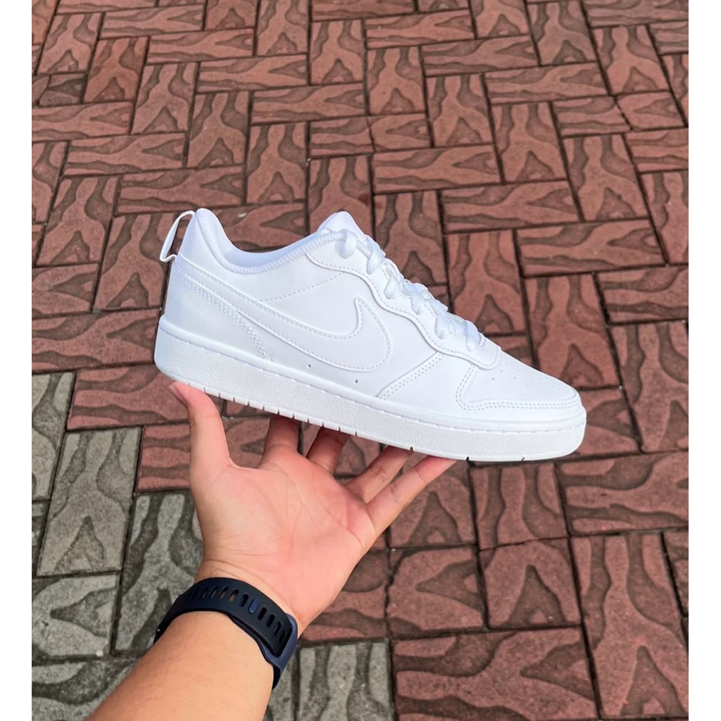 nike court borough triple white