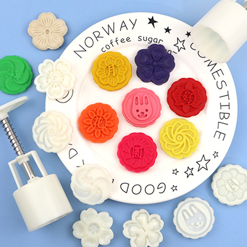 DekorKue Cetakan Nastar Mooncake – Motif Mawar & Kelinci Cetakan Kue Bulan Kokoh