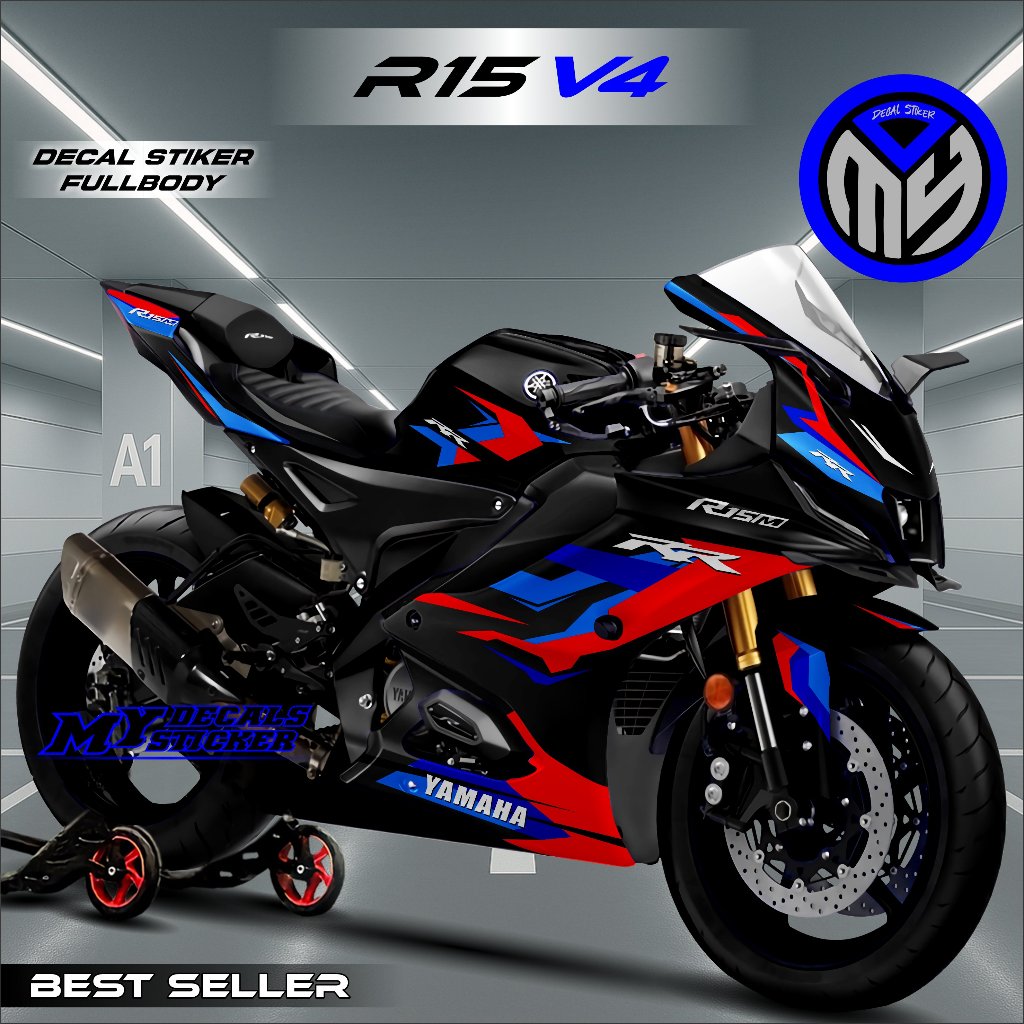 Decal R15 V4 Sticker Striping Fullbody Motor R15M Desain Racing BMW STYLE - Modifikasi Stiker R15 V4
