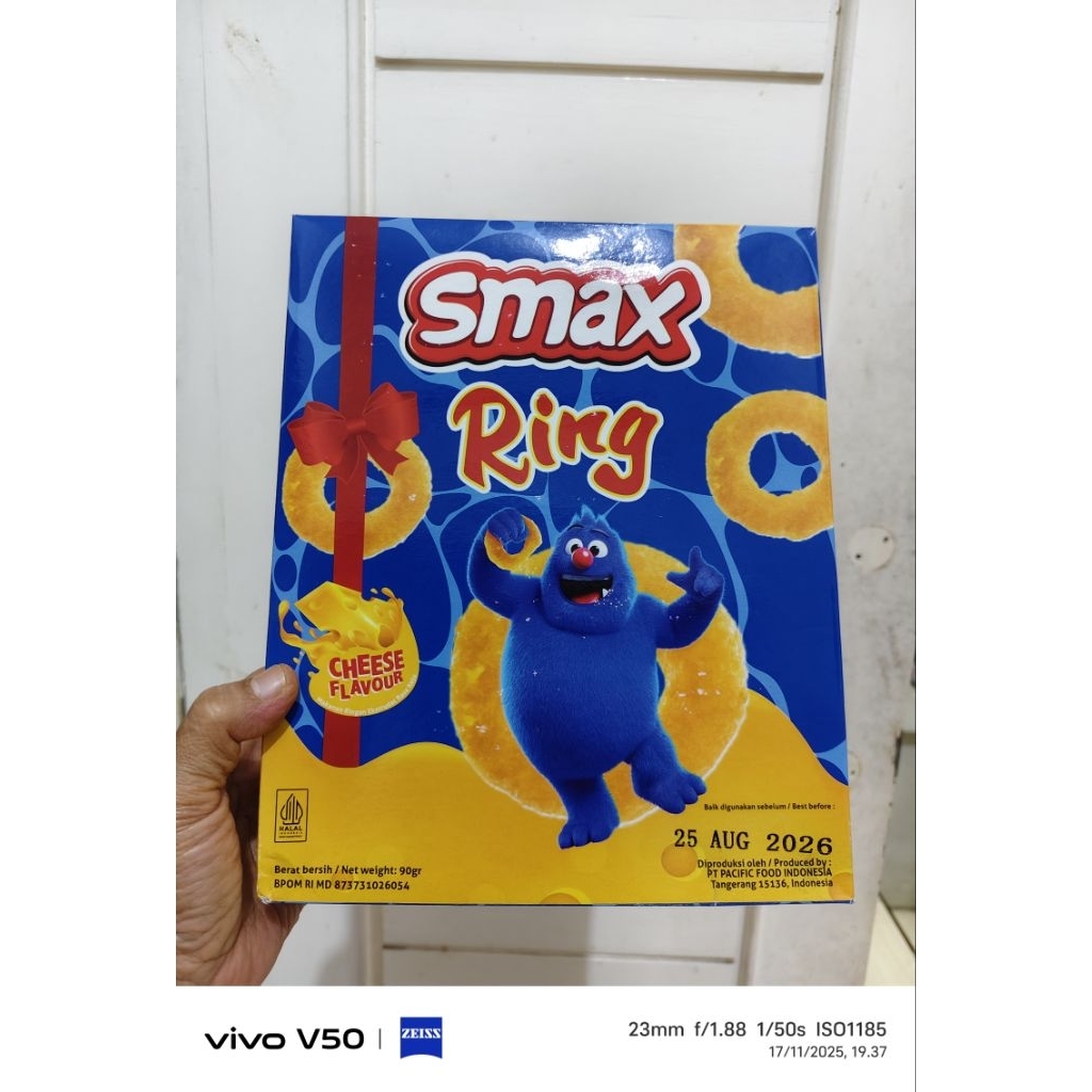 Smax Ring Cheese Flavour box. Berat 100 gram. Kemasan Box. Expired 25 Agustus 2026