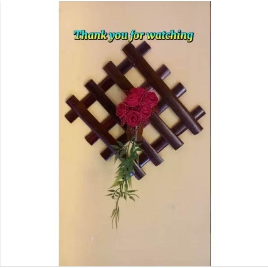 hiasan dinding jadul/pot bunga gantung bambu alami ukuran 30cm