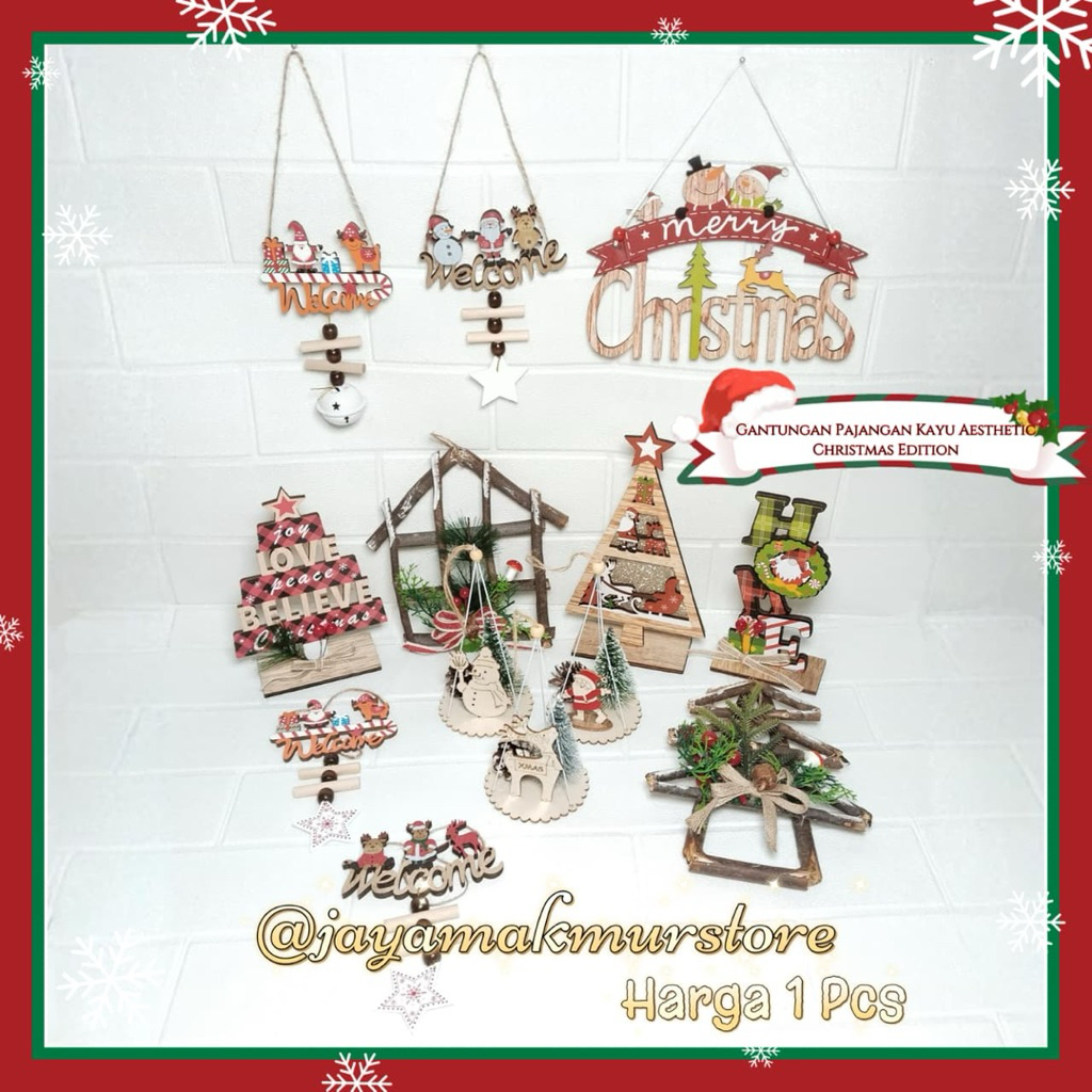 NEW GANTUNGAN NATAL AESTHETIC IMPORT PREMIUM / DEKORASI DINDING NATAL RANTING KAYU / PAJANGAN MEJA K