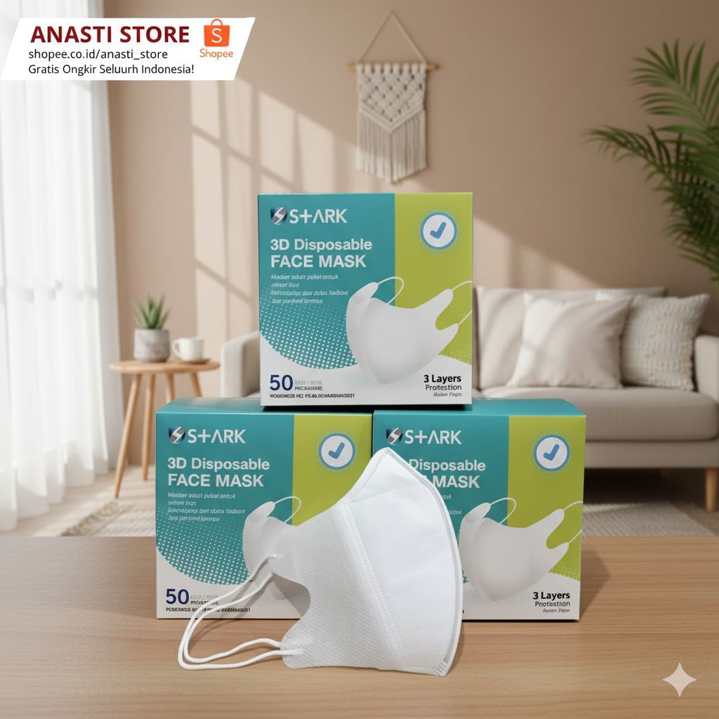1 box 50pcs MASKER Duckbill stark face mask Putih kualitas kemenkes garis