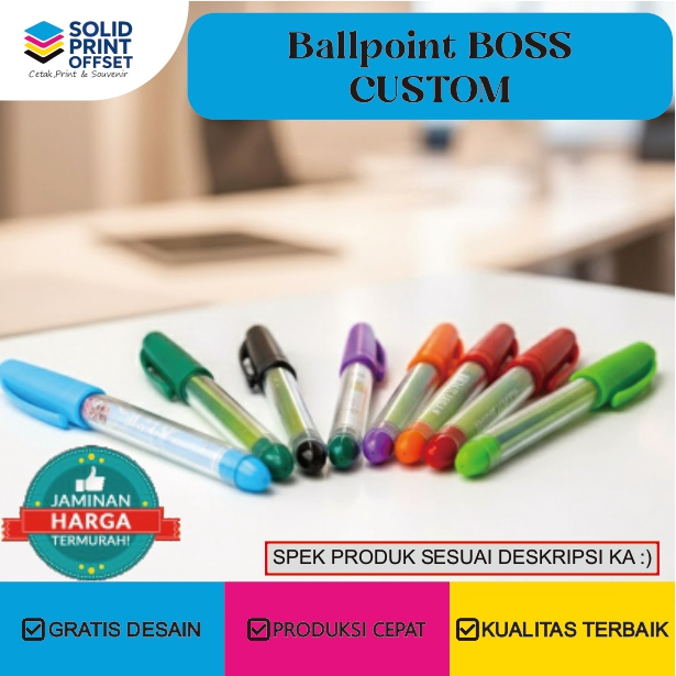 [Custom] Ballpoint BOSS | Inser Stiker | Pulpen Pena Promosi l bebas LOGO&NAMA l cocok event seminar