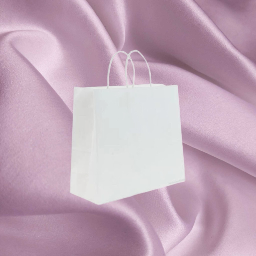 PAPERBAG PUTIH POLOS XL 37X17X27 KETEBALAN 150GSM / PAPERBAG KRAFT PUTIH POLOS / PAPERBAG PUTIH POLO