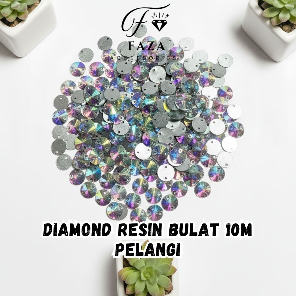 [100 Pcs] Diamond Resin Bulat 10MM Ab/Pelangi / Diamond Bulat / Diamond Resin / Payet Resin / Payet 