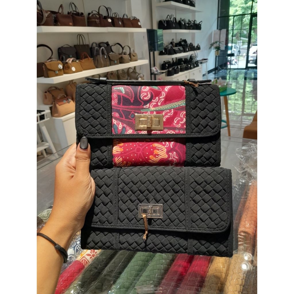 Linette dennisa wallet | dompet anyam | dompet panjang wanita