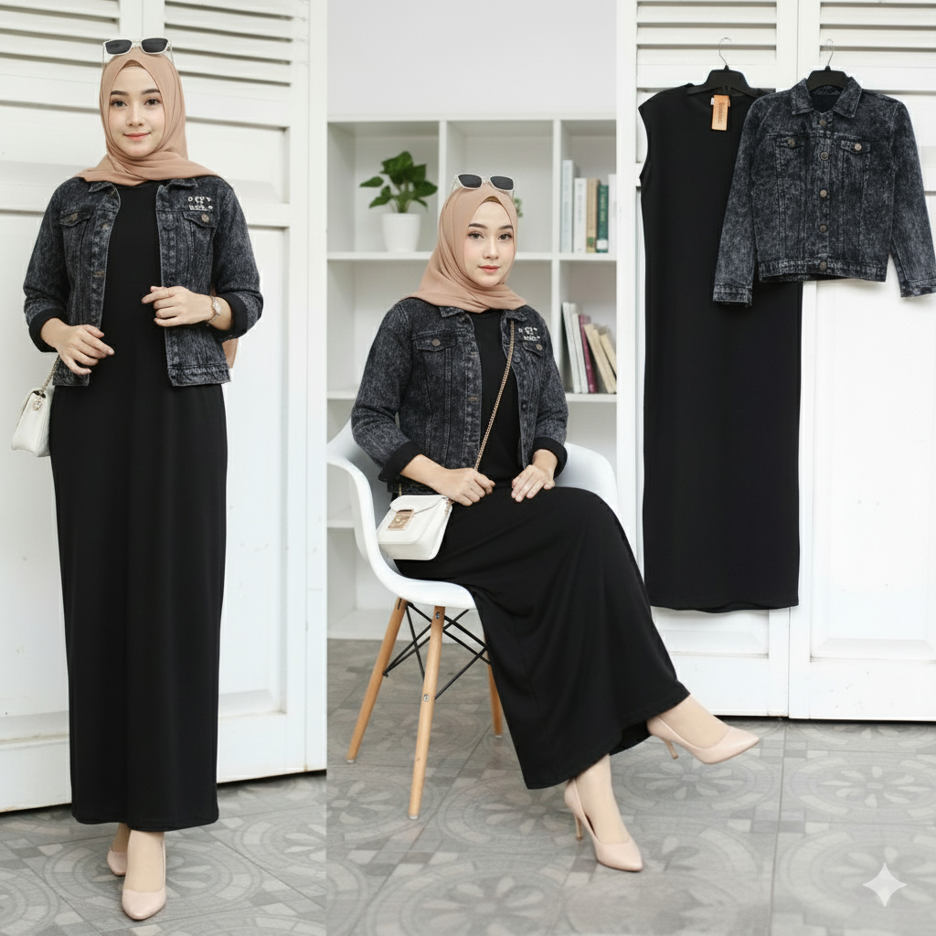 RNA ONE SET JAKET JEANS MIX INER DRES CROP SETELAN WANITA KEKINIAN TERBARU