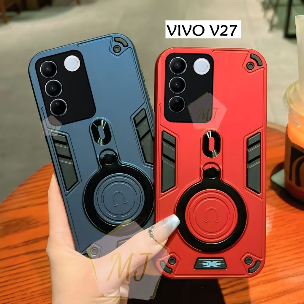 Casing Hp Vivo V27 Case Robot Fiber Ring 360 Ring Case Pro Camera Cover Handphone