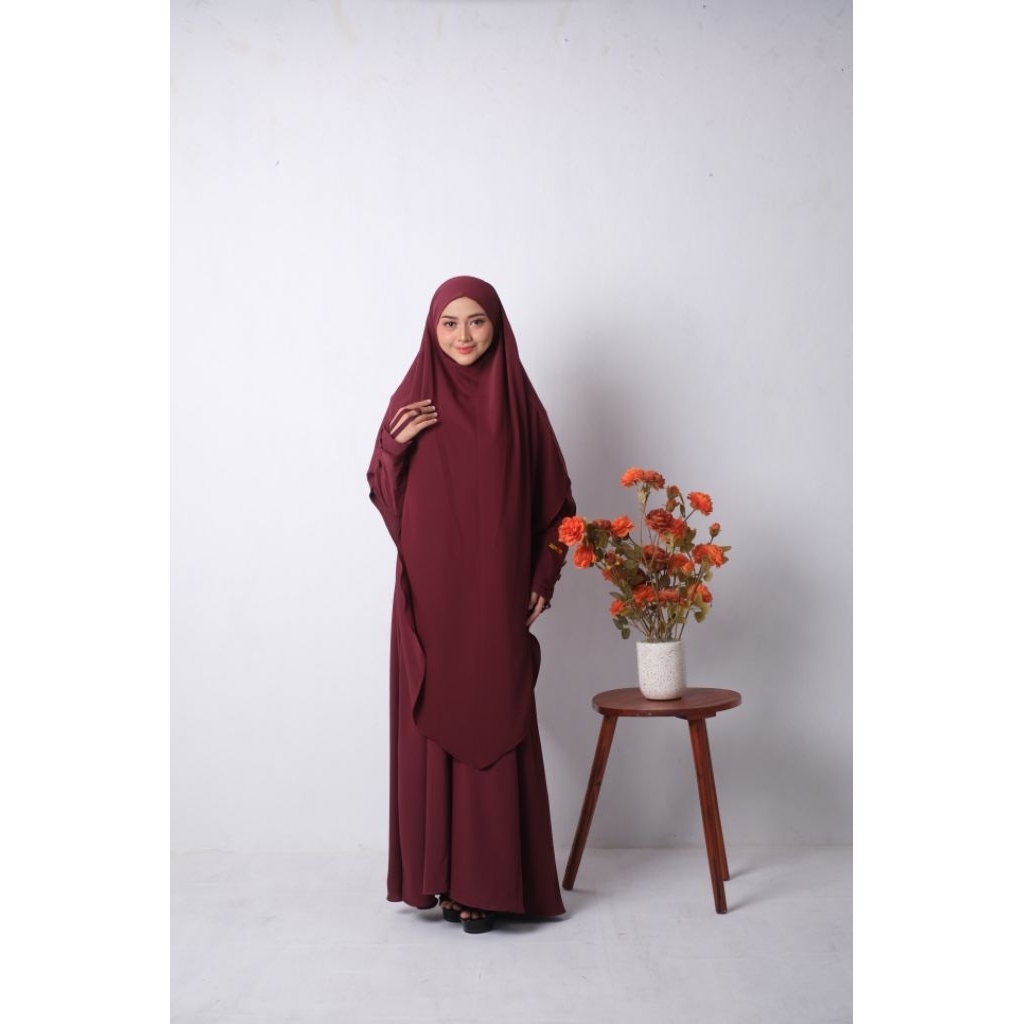 Annora – Naqiya Zahra Series | Gamis syar'i Anti UV Set + Khimar Panjang Premium